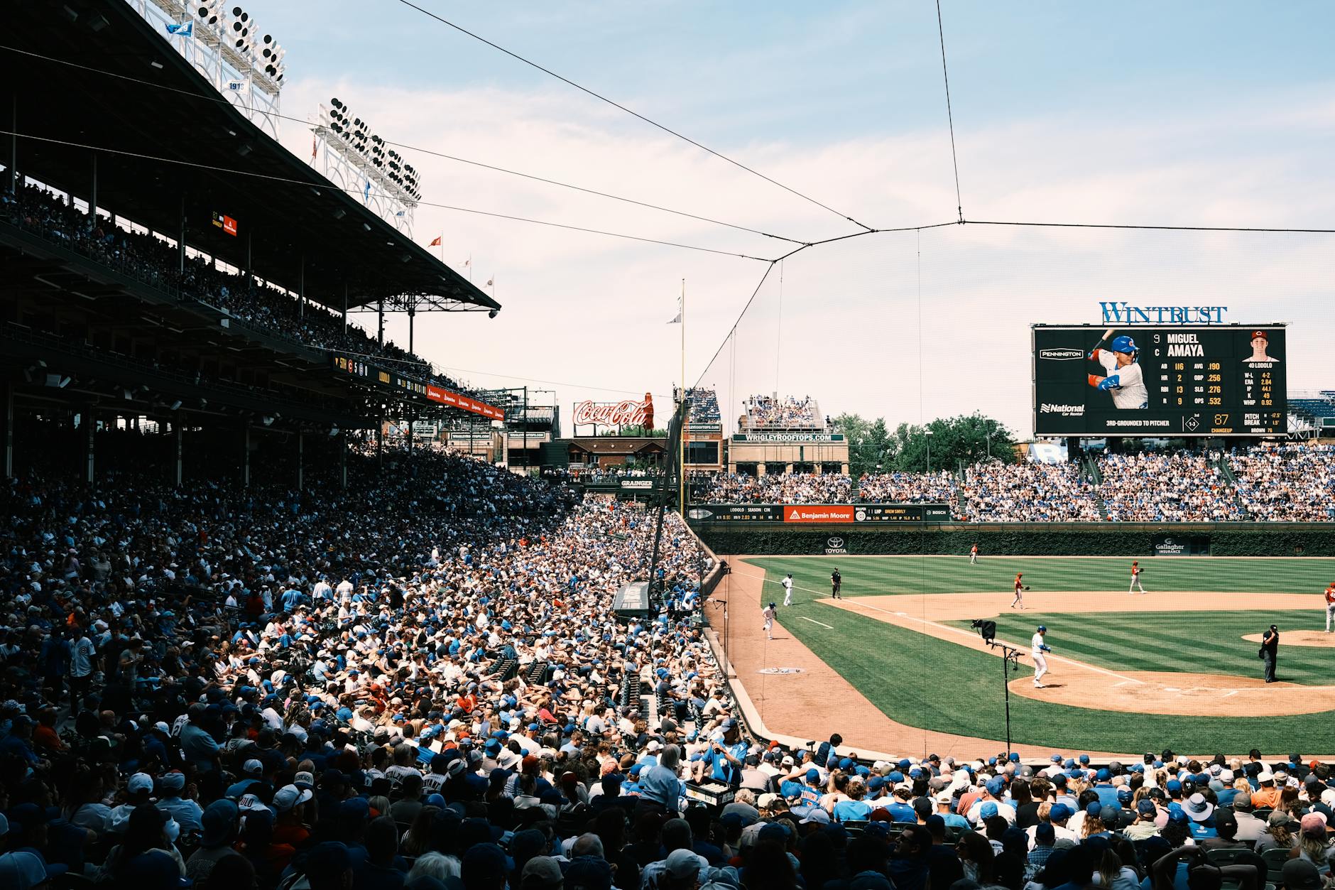 view of the baseball game at the wrigley field in chicago illinois