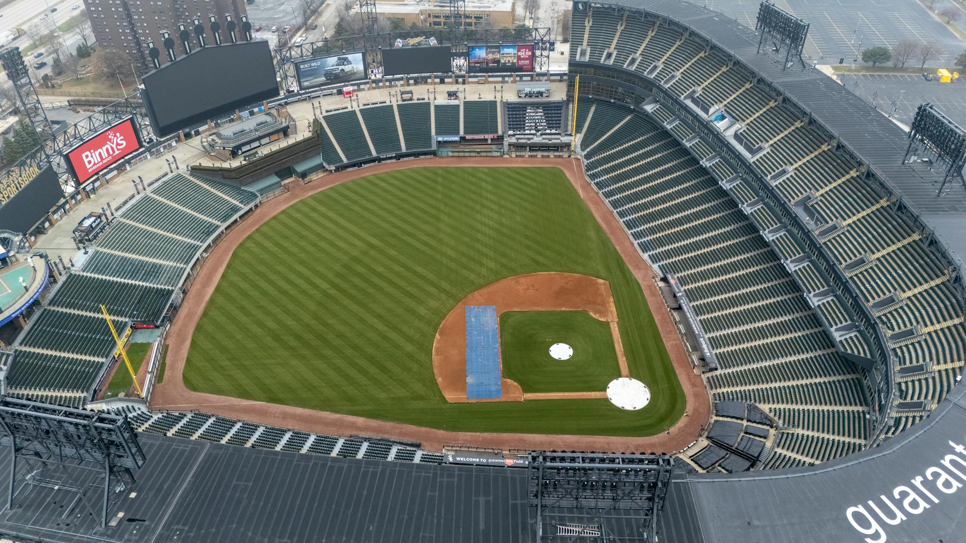 aerial view of guaranteed rate field in chicago