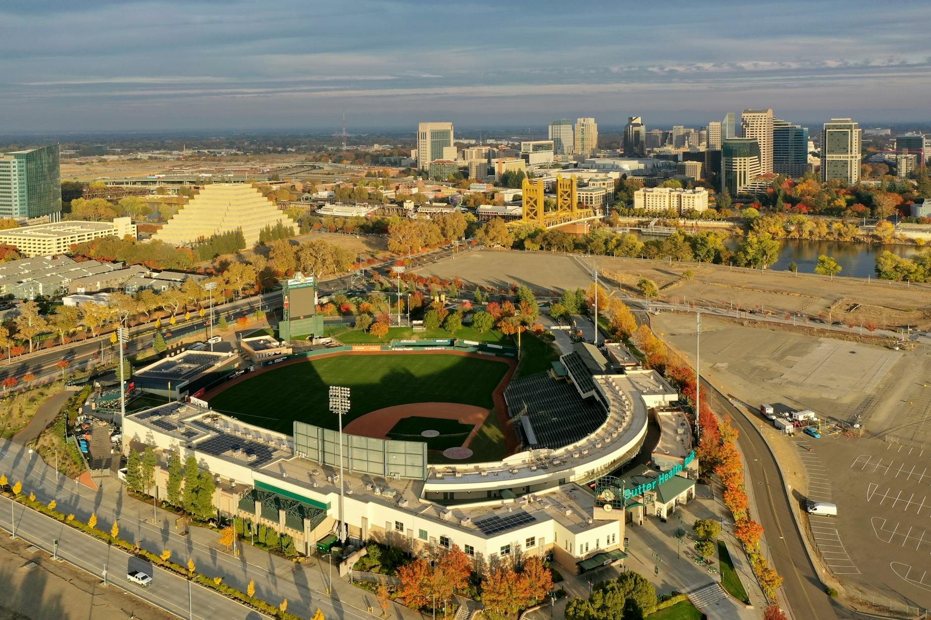 aerial view of sacramento baseball stadium