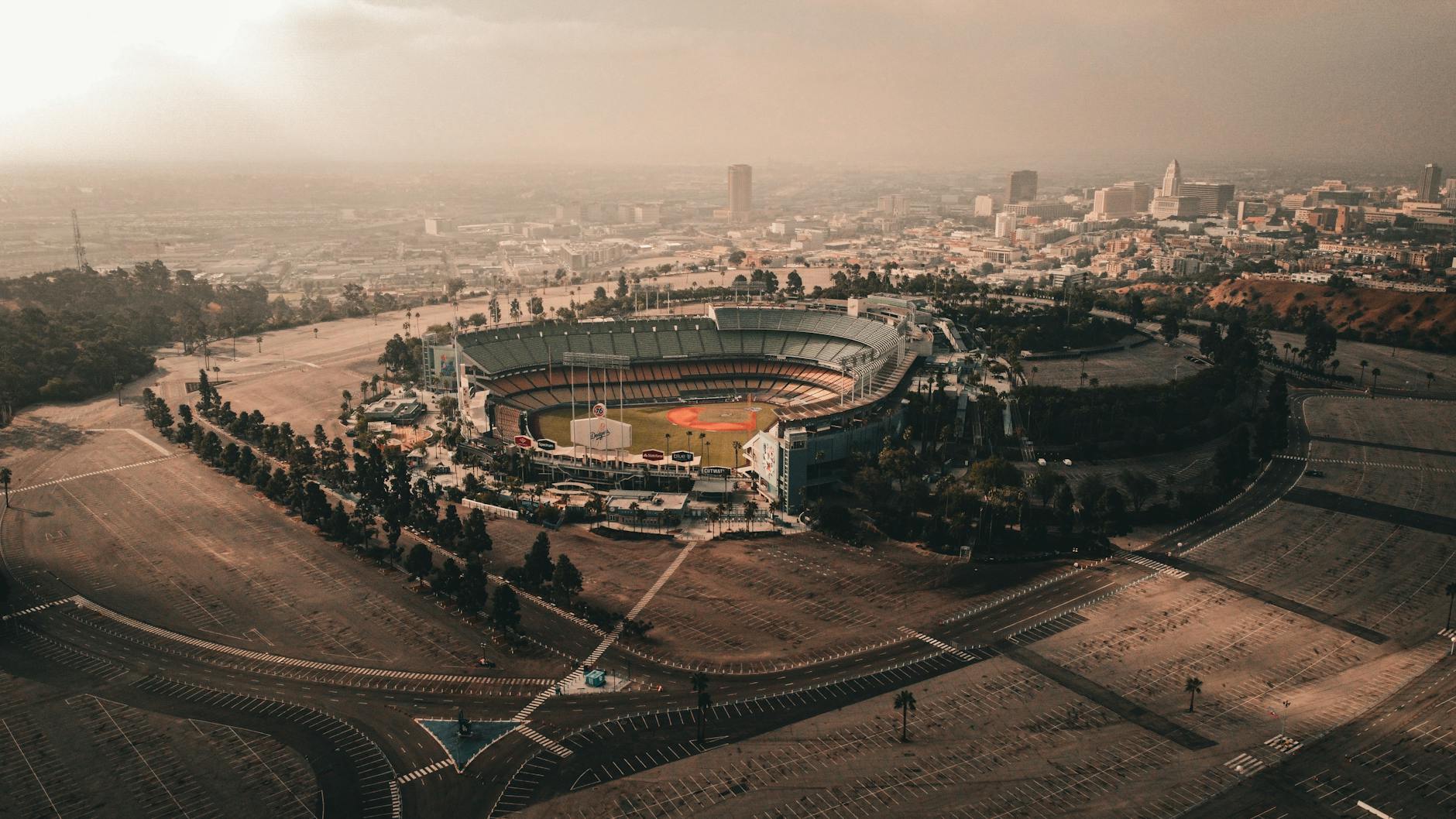 aerial view of dodger stadium in los angeles