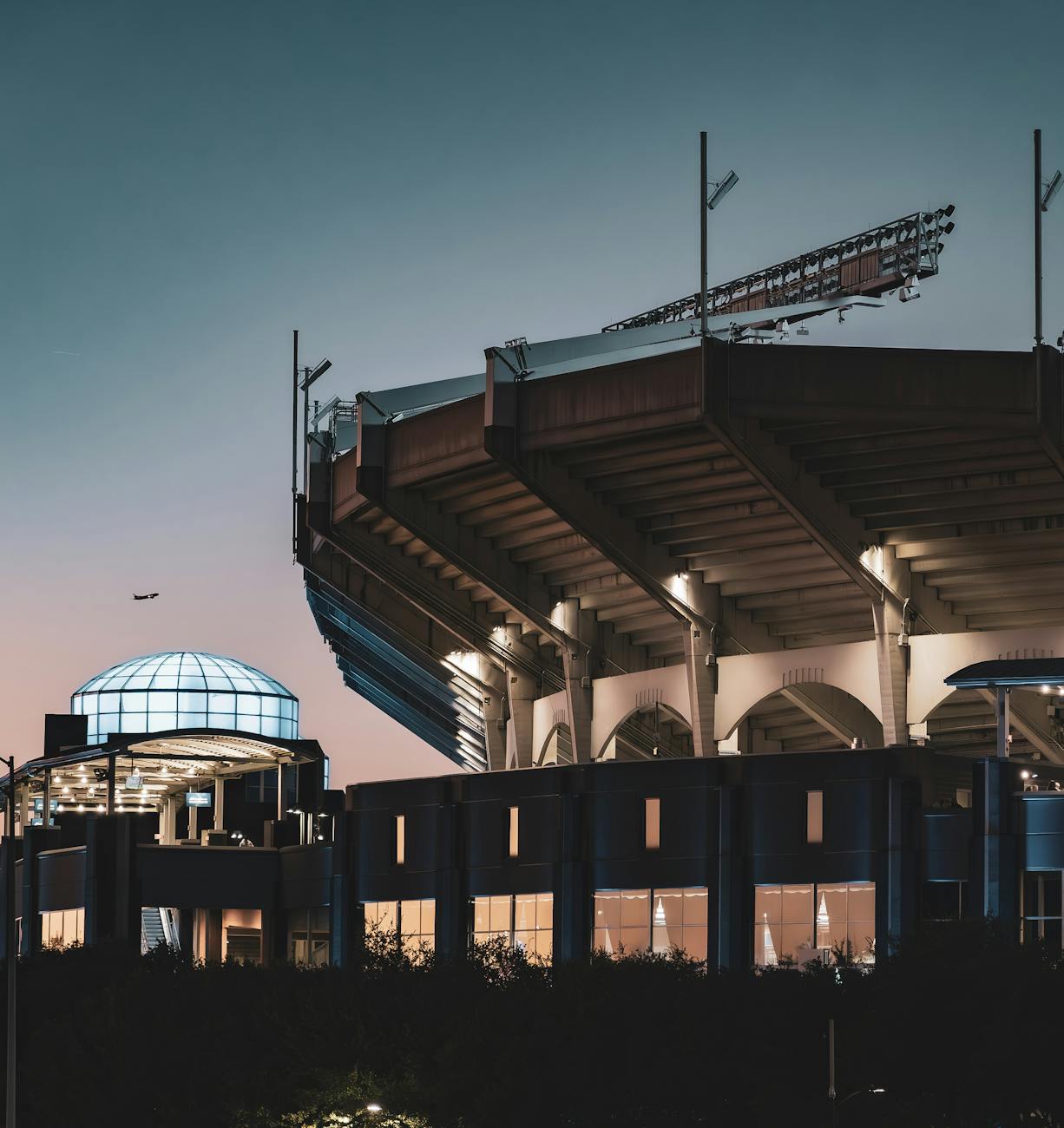 dusk view of bank of america stadium in charlotte