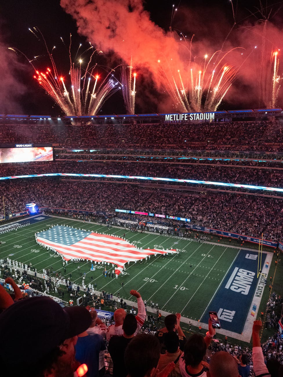 dramatic nfl match celebration with fireworks