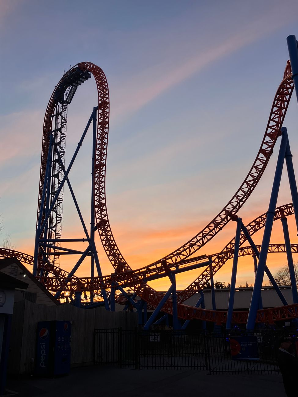roller coaster at dusk