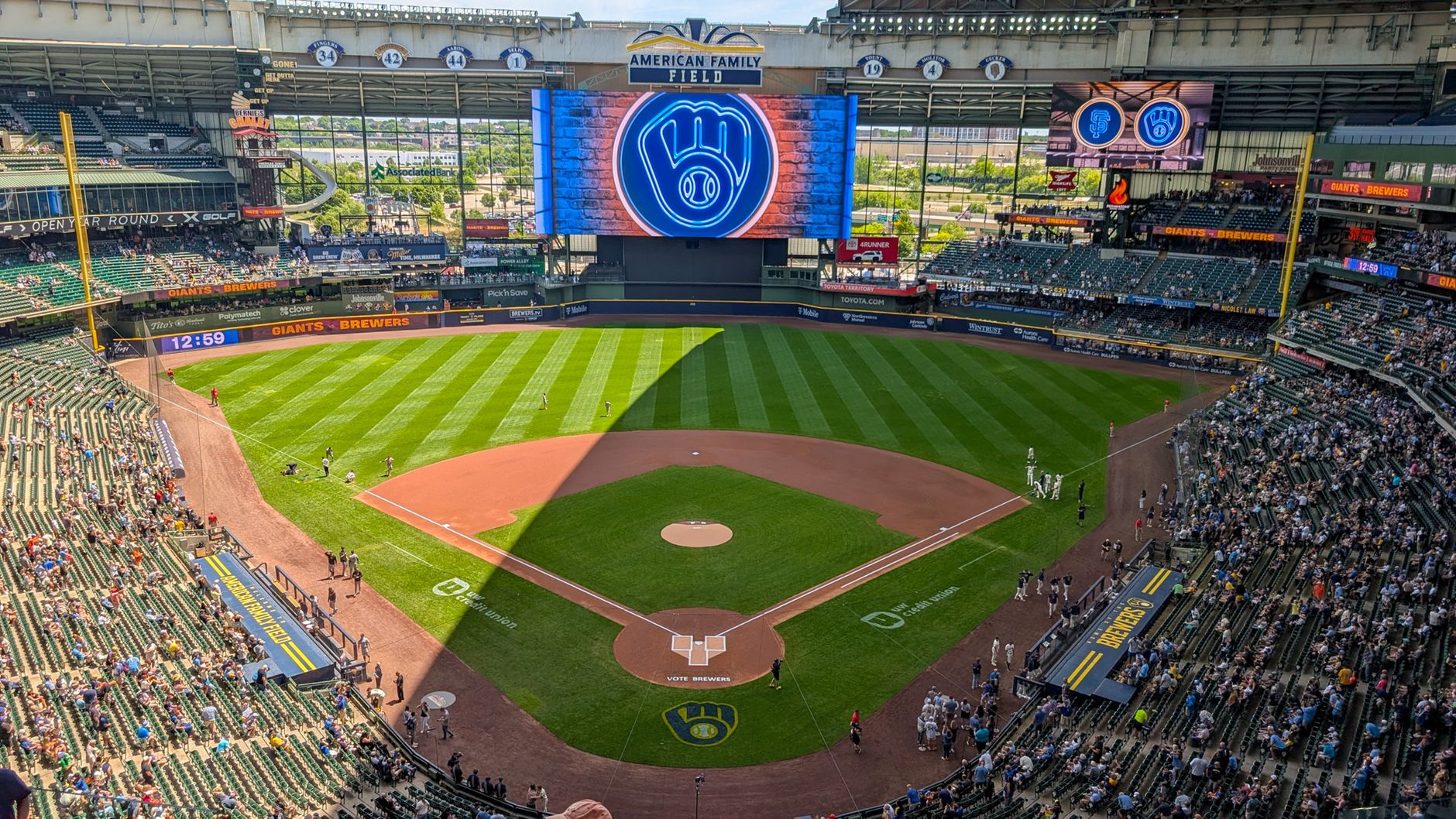 american family field aerial view during daytime game