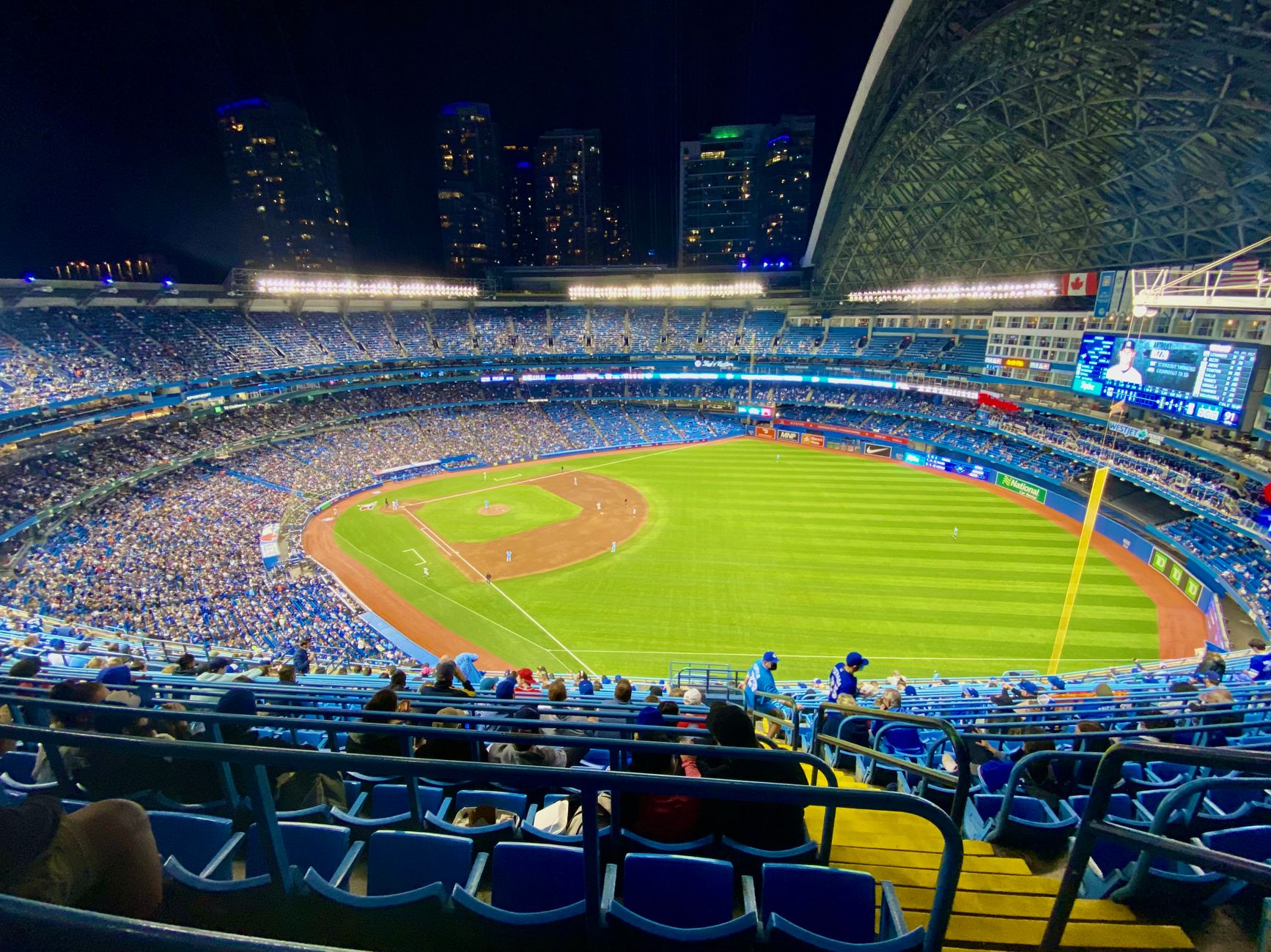 view from stands on baseball field
