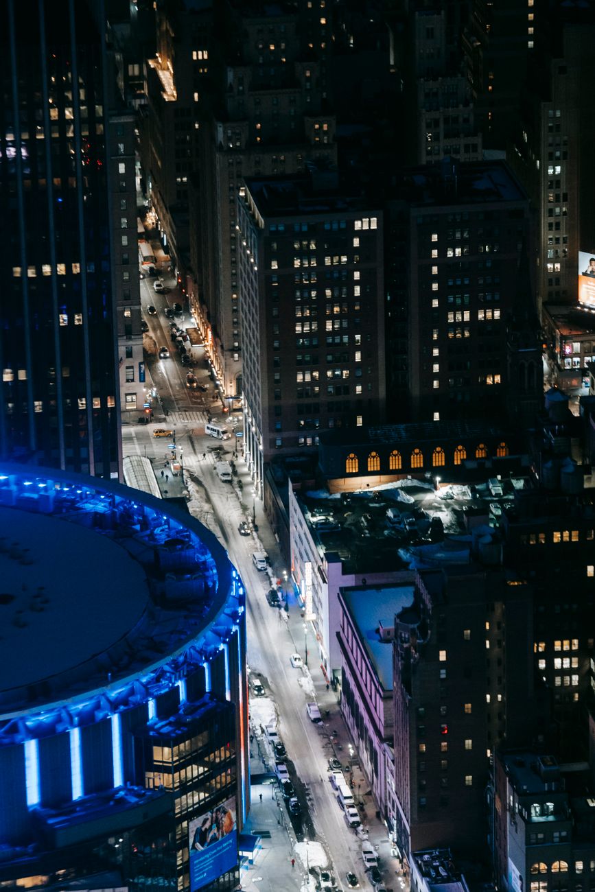 modern city with road in night time